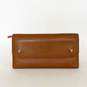 BURBERRY Vintqge Tri Fold Multi Color Leather Wallet Brown Orange